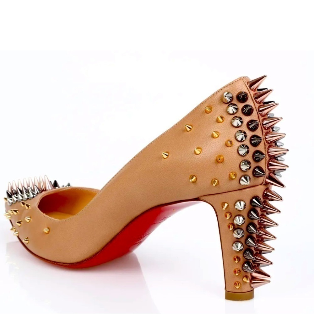 Christian Louboutin Dinosa multicolor spikes 70mm Napa leather Nude pumps EU39.5 - Picture 2 of 10